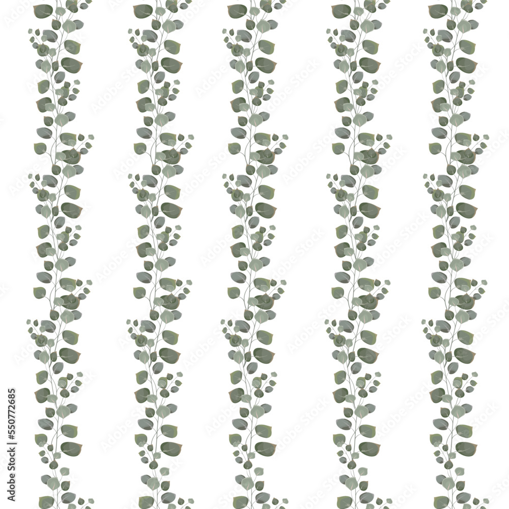 Seamless vector grass pattern. Green eucalyptus leaves, plants. Stripes of plants. Seamless vector grass pattern. Green eucalyptus leaves, plants. Stripes of plants.