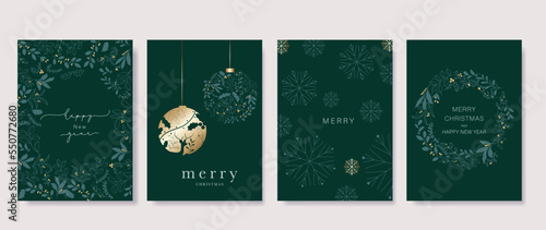 Happy Holidays, season's greetings and new year vector template with Christmas element decoration