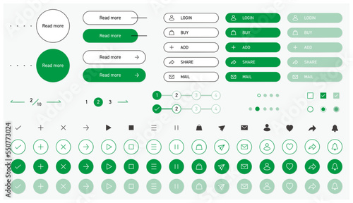 Web UI Elements Kit - Vector button, navigation, icon for use on the Web site, mobile application