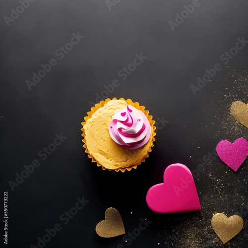 Valentine's Day Cupcakes with Hearts Glitter and Confetti