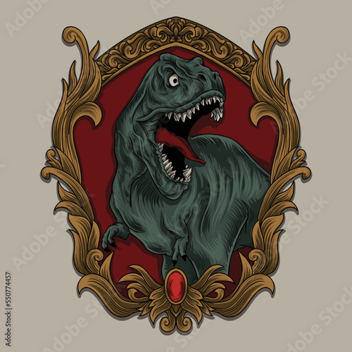 artwork illustration and t shirt design dinosaurus  engraving ornament
