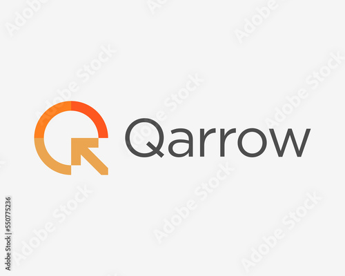 Letter Q Monogram Arrow Pointer Direction Target Aim Progress Circle Process Mark Vector Logo Design