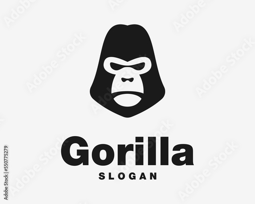 Gorilla Monkey Primate Ape Animal Head Silverback Silhouette Portrait Mascot Vector Logo Design