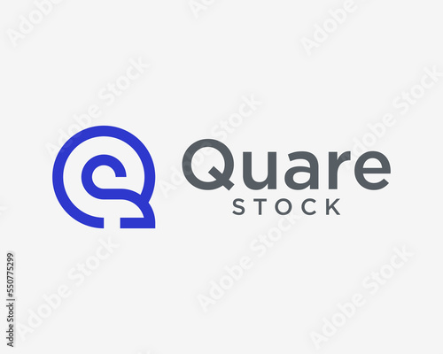 Letter QS SQ Monogram Simple Modern Contemporary Minimal Minimalist Line Icon Vector Logo Design