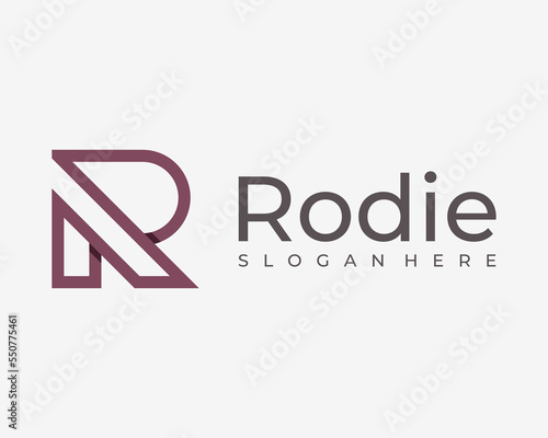 Letter R Monogram Modern Line Geometric Contemporary Unique Shape Simple Minimal Vector Logo Design
