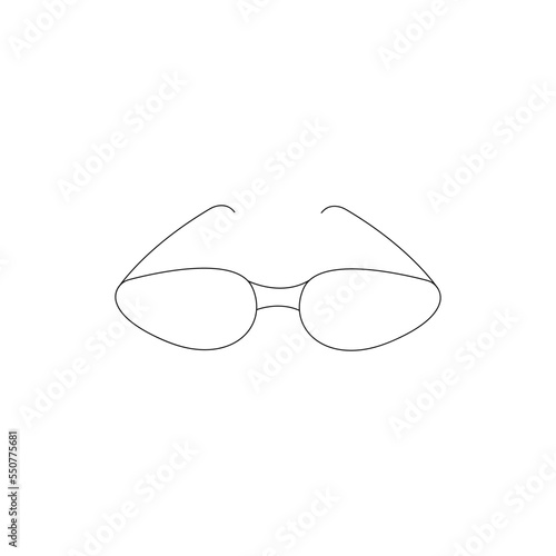 Vector illustration of eyeglass with black frame isolated on a white background with shadow.