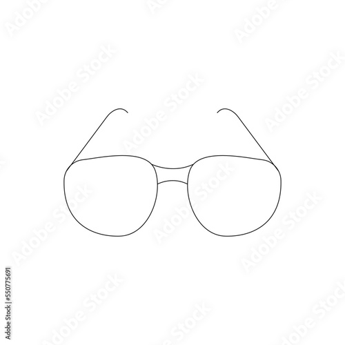 Cartoon Isolated Sunglasses Vector Illustration isolated on white background. line art outline illustration.