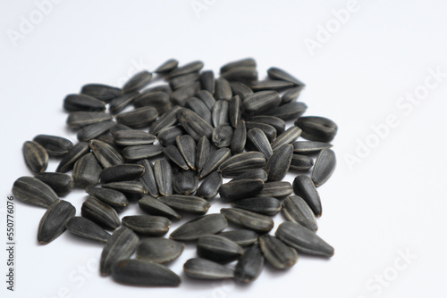 Heap of Sunflower Seeds on a white background.