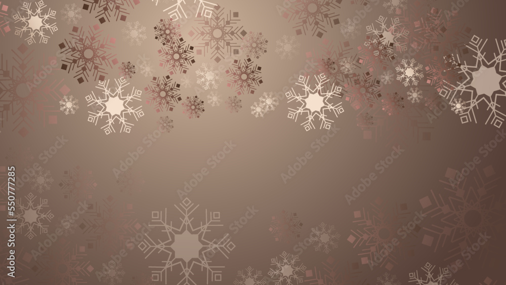 Fototapeta premium christmas background with skin tone snowflake decoration. New year 2023 and merry christmas card. Snowflake snow decoration with beige paster color tone