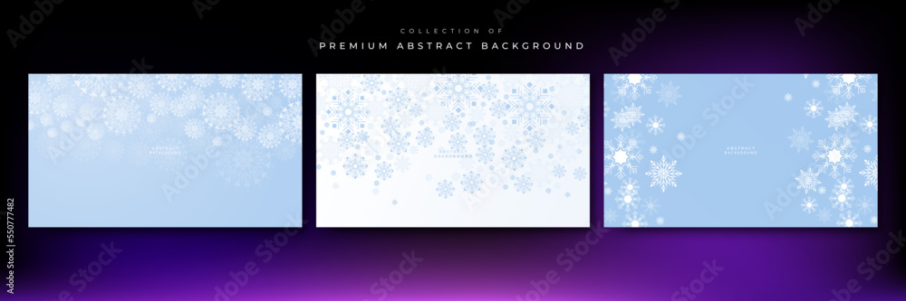 Beautiful blue christmas background with snowflake and copy space. Merry Christmas and Happy New Year 2023 greeting card. Horizontal new year banner, header, poster, card, website. Vector illustration