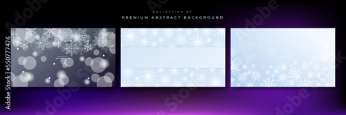 Fototapeta Naklejka Na Ścianę i Meble -  Beautiful blue christmas background with snowflake and copy space. Merry Christmas and Happy New Year 2023 greeting card. Horizontal new year banner, header, poster, card, website. Vector illustration