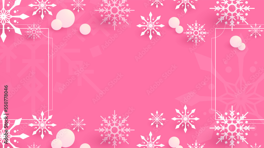 christmas background with snowflake decoration and copy space. Beautiful christmas decoration with winter theme. Merry Christmas and happy New Year background