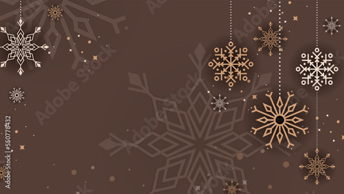christmas background with snowflakes. Happy new year 2023 background. Merry christmas card decoration with skin tone beige pastel brown color gradient