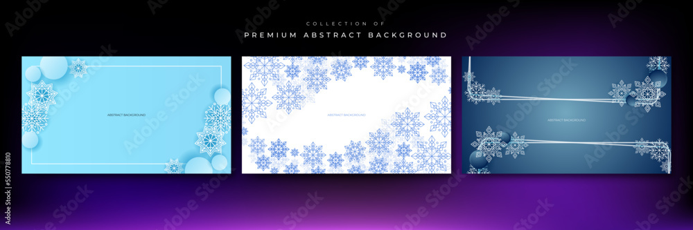 Red christmas background with snowflakes. Merry Christmas and Happy New Year greeting banner. Horizontal new year background, headers, posters, cards, website. Vector illustration
