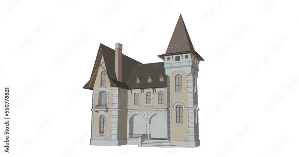 vector sketch of classic tourist city building with white background