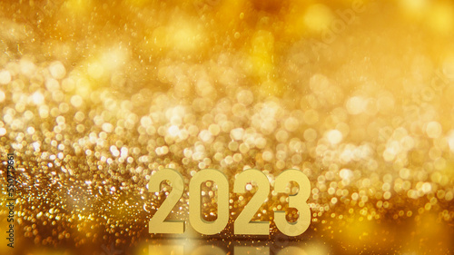 The 2023 gold number for new year or celebration concept 3d rendering