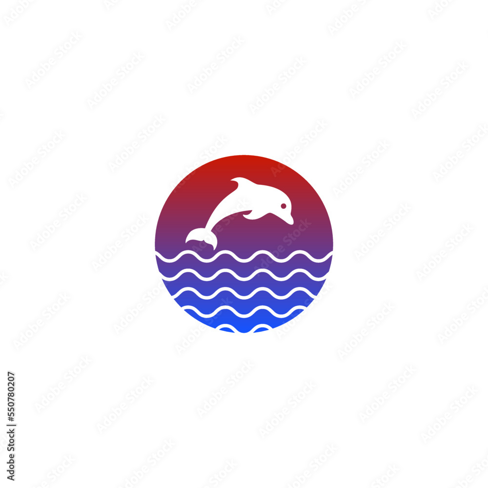 Dolphin and sunset vector illustration for a symbol or logo icon. sunset logo Dolphin and sunset vector illustration for a symbol or logo icon. sunset logo