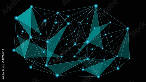 abstract network with line and light dot blue