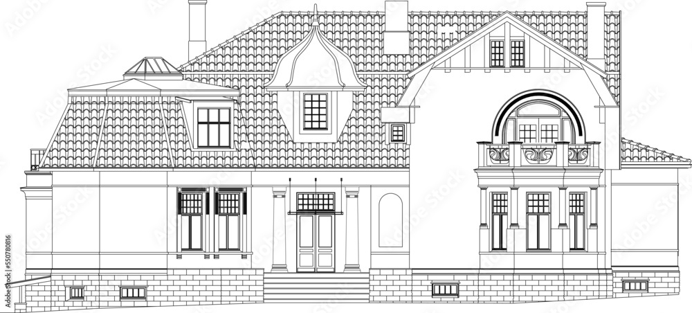 vector of a classic old victorian style haunted house with a white background