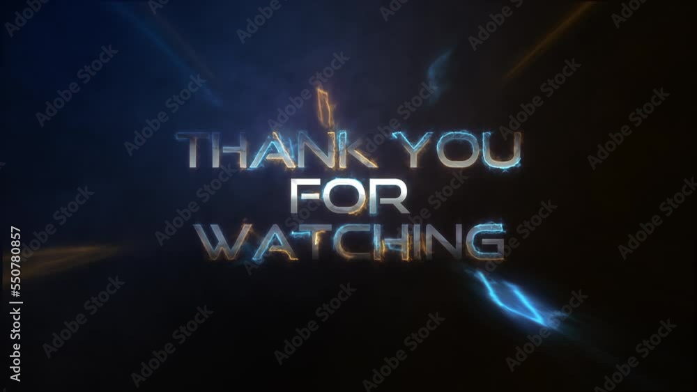 Thank you for watching lightning laser shine flickering text 3D animation. cinematic title abstract background Thank you for watching lightning laser shine flickering text 3D animation. cinematic title abstract background