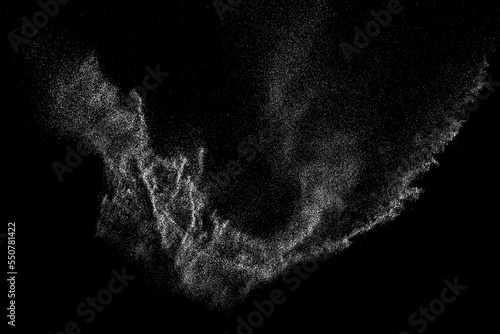 Distressed white grainy texture. Dust overlay textured. Grain noise particles. Rusted black background. Vector illustration. EPS 10.  