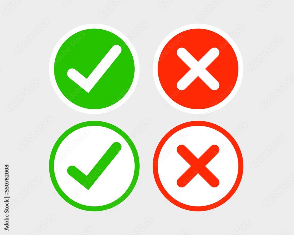 Check and Cross Mark Button Set Vector. round Vector Signs. Check and Cross Mark Button Set Vector. round Vector Signs.