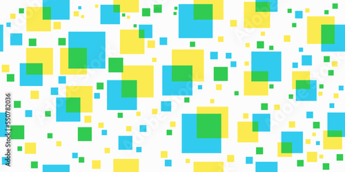 Blue and yellow squares that sometimes intersect in a seamless canvas pattern. For seamless and stylish design, print on interior objects, textiles, pillows, interior decoration.