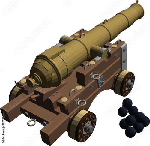 old cannon on white background