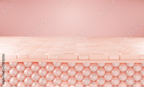 3d skin layer of the skin cell, skin cell microscope, 3d rendering.