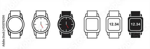 Smart watch icon. Smart watch symbol collection. Clock icons signs. Wristband or Wristwatch. Vector illustration.