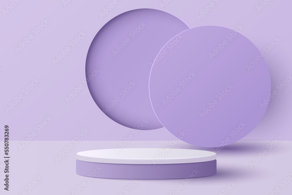 Paper cut of minimal scene with purple cylinder podium on purple background. Product presentation, mock up, show cosmetic. Vector illustration Paper cut of minimal scene with purple cylinder podium on purple background. Product presentation, mock up, show cosmetic. Vector illustration