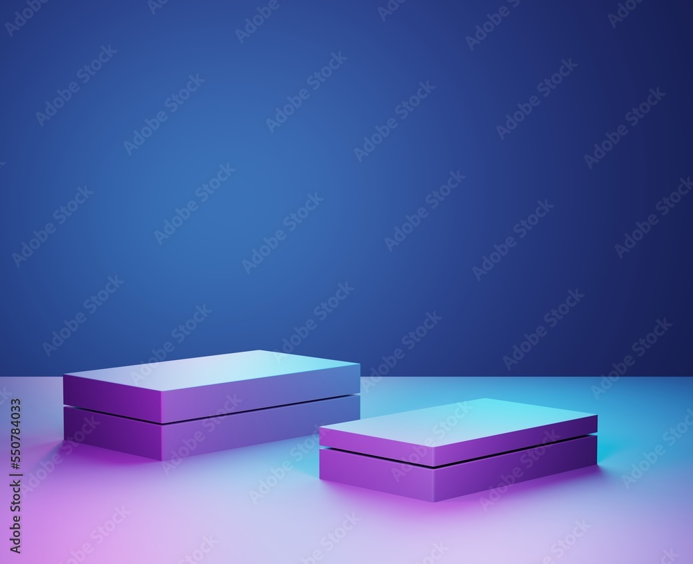 3d rendering of purple and blue abstract geometric background. Scene for advertising, technology, showcase, banner, game, sport, cosmetic, business, metaverse. Sci-Fi Illustration. Product display 3d rendering of purple and blue abstract geometric background. Scene for advertising, technology, showcase, banner, game, sport, cosmetic, business, metaverse. Sci-Fi Illustration. Product display