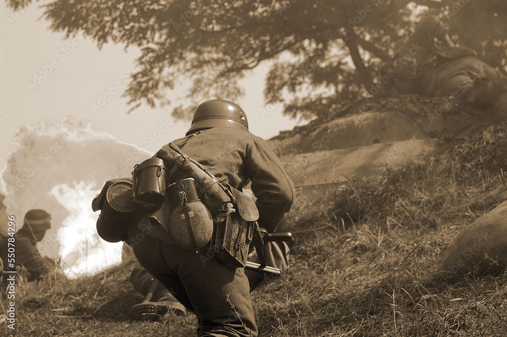 Person in German WW2 military uniform. Historical military reenacting Person in German WW2 military uniform. Historical military reenacting