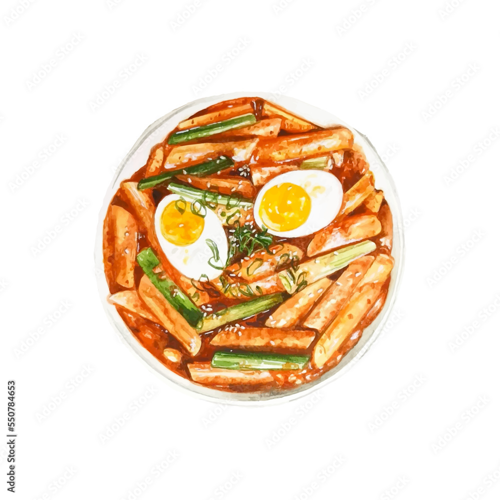 Homemade Topokki (Tteokbokki) or stirfried rice cakes with gochujang