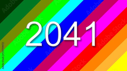 2041 colorful rainbow background year number