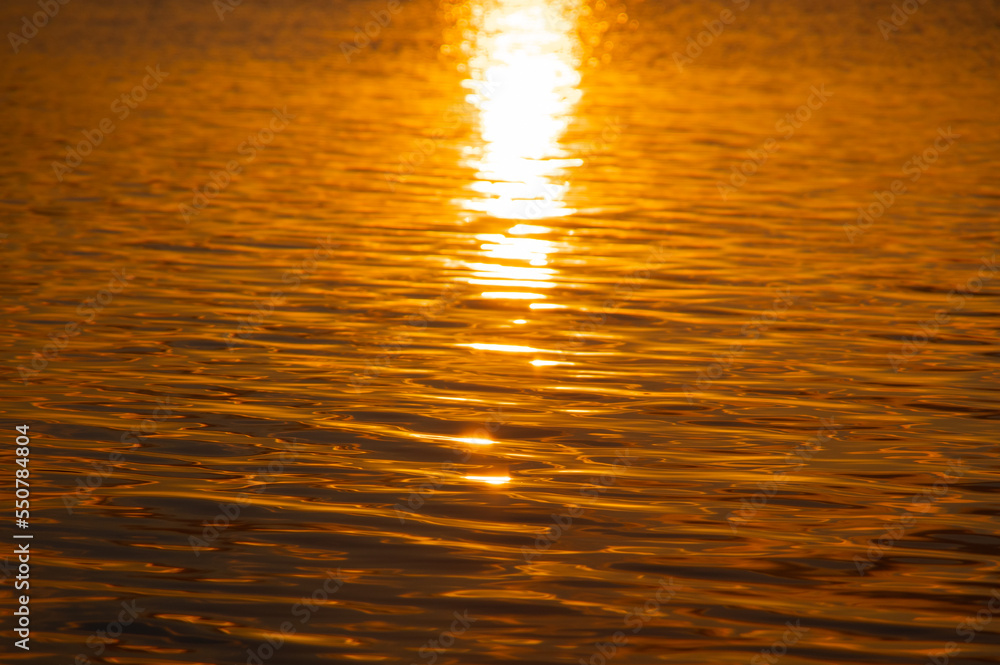 眩しい太陽光が穏やかなさざ波の水面に反射する。