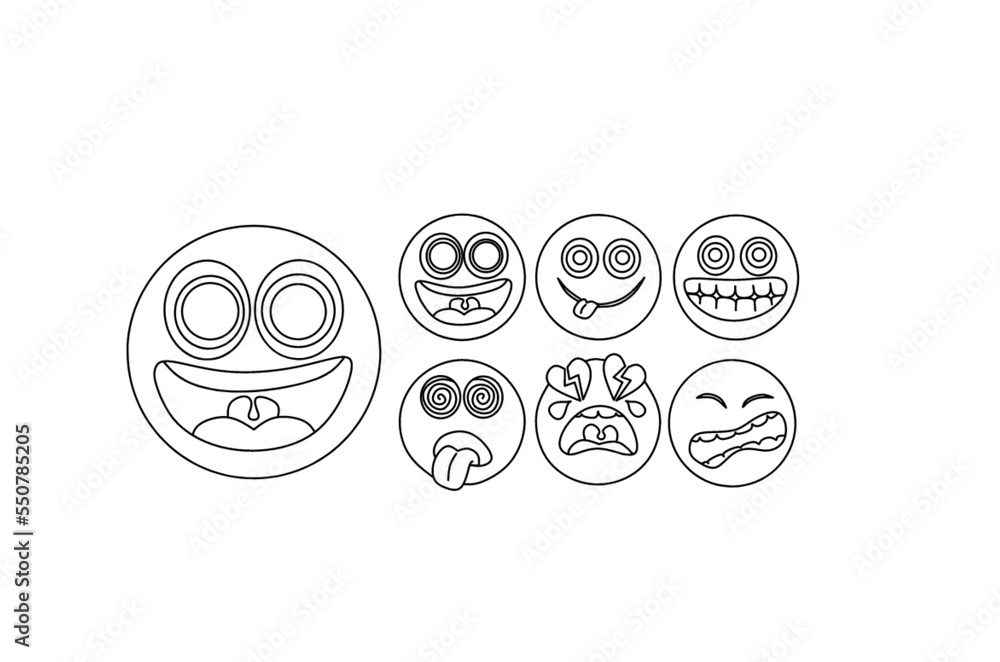 Emoji collection line art drawing