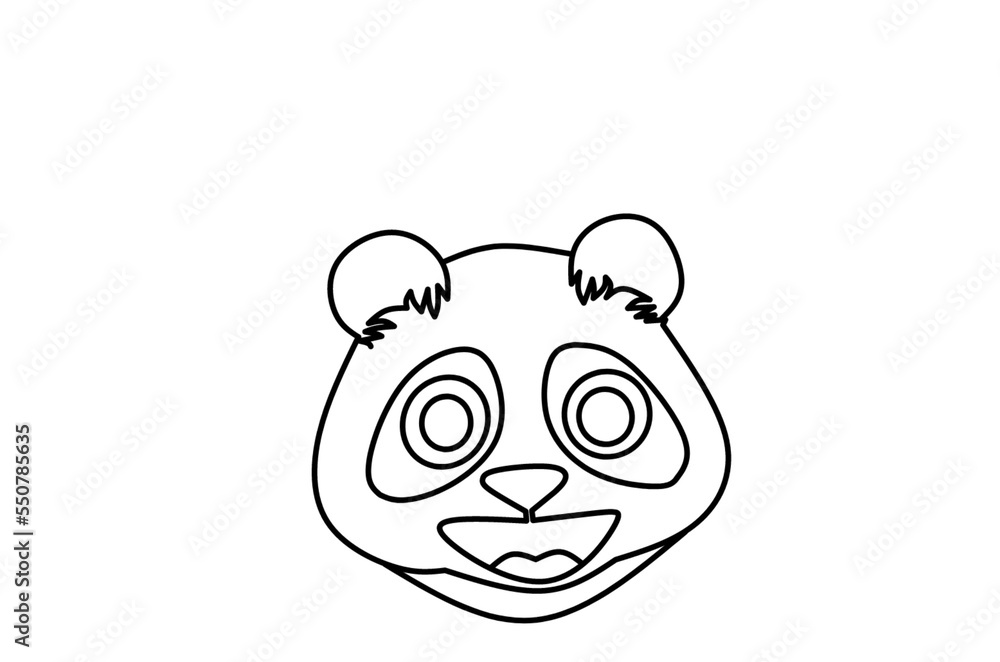 Happy panda line art drawing