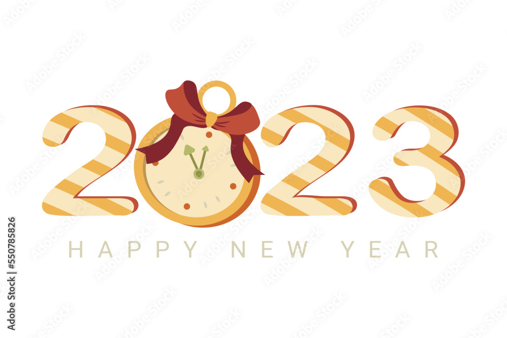 banner with inscription 2023 with happy new year clock banner with inscription 2023 with happy new year clock