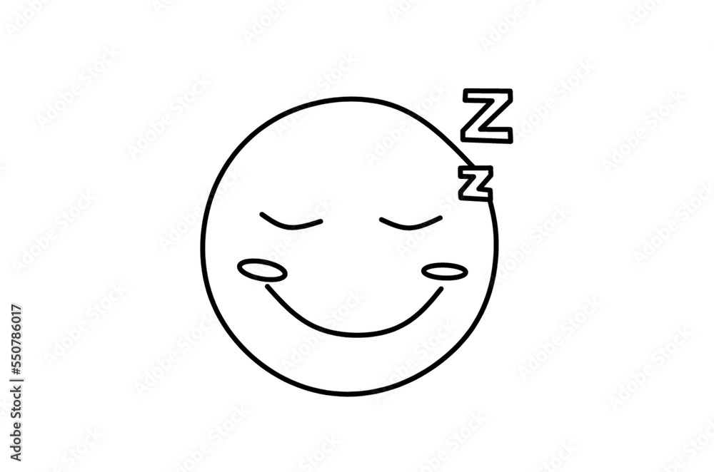 Sleeping emoji line art drawing