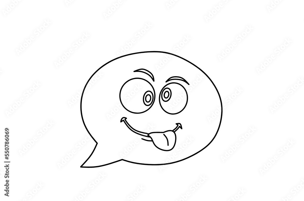 Silly face speech bubble emoji line art Silly face speech bubble emoji line art