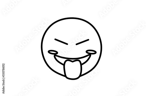 Silly face emoji line art drawing © Kason
