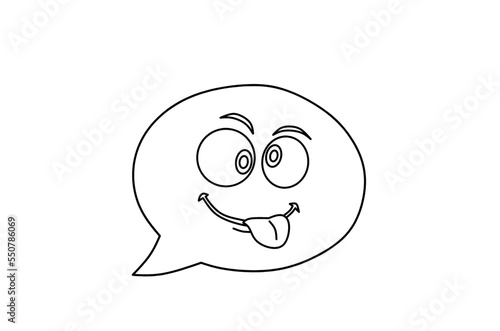 Silly face speech bubble emoji line art