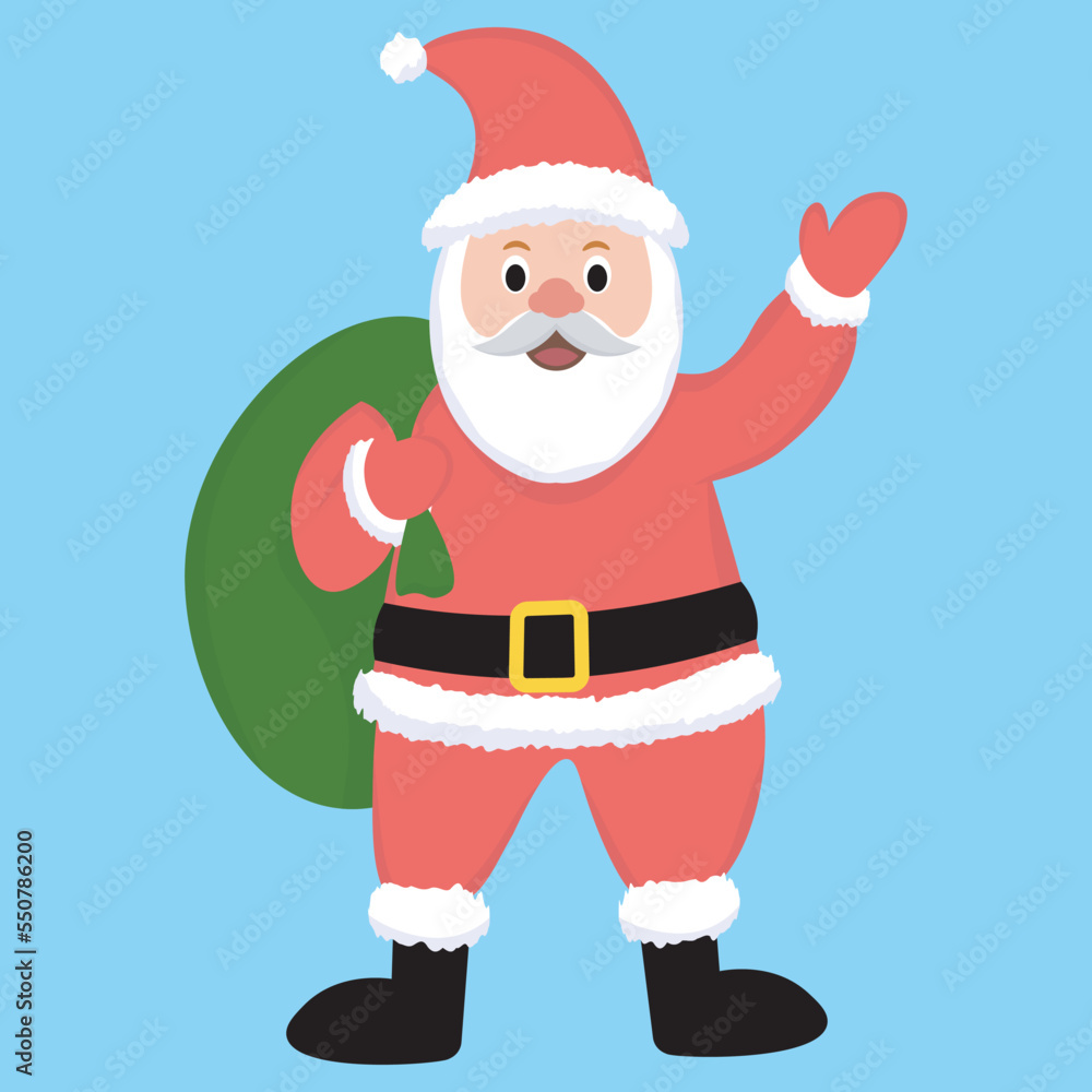 Fototapeta premium christmas character of santa claus waving and holding a bag