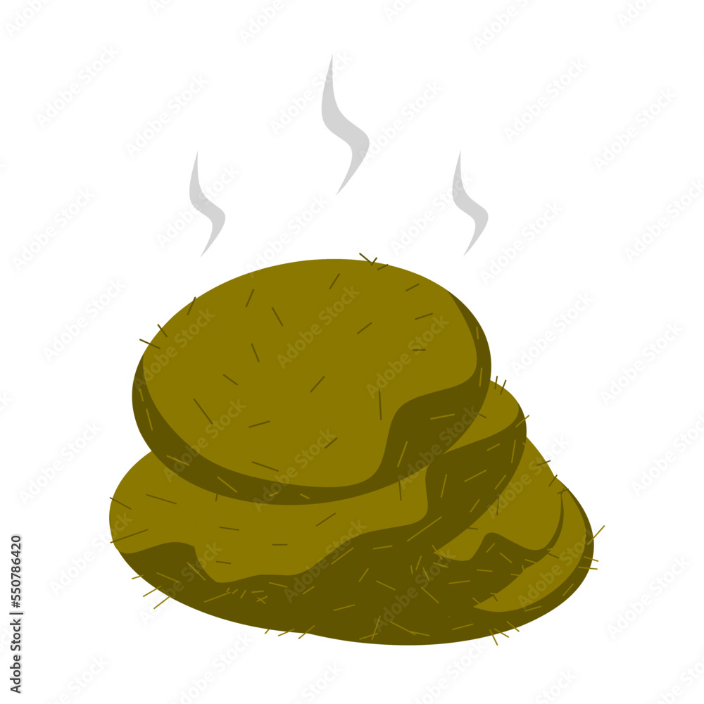 Cartoon horse poop Pile of smelly animal dung on a white background. Good for traditional