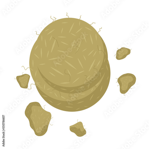 Cartoon elephant poop. Big pile of smelly animal excrement on white background. Vector illustration