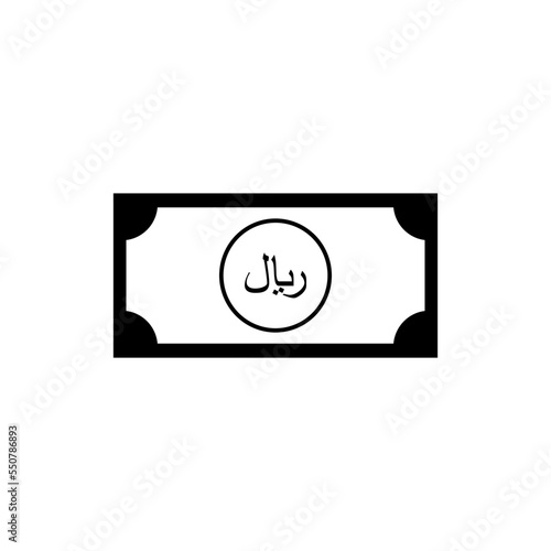 Rial Sign, also known as Riyal for Icon Symbol, Pictogram, Apps, Website, Art Illustration, Graphic Design Element. Vector Illustration