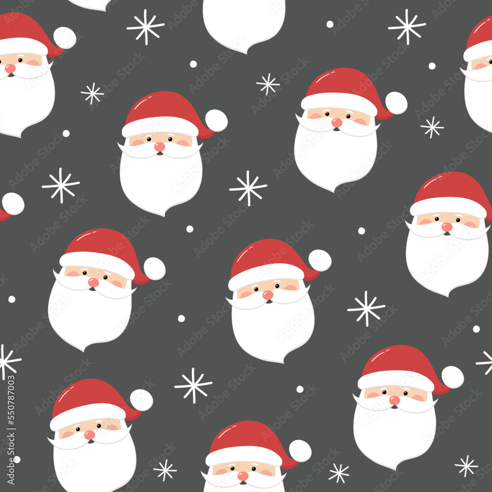 Concept of a seamless pattern with happy Santa Claus. Xmas background. Vector Concept of a seamless pattern with happy Santa Claus. Xmas background. Vector