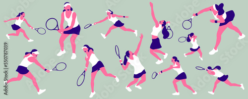 Young woman playing tennis on court