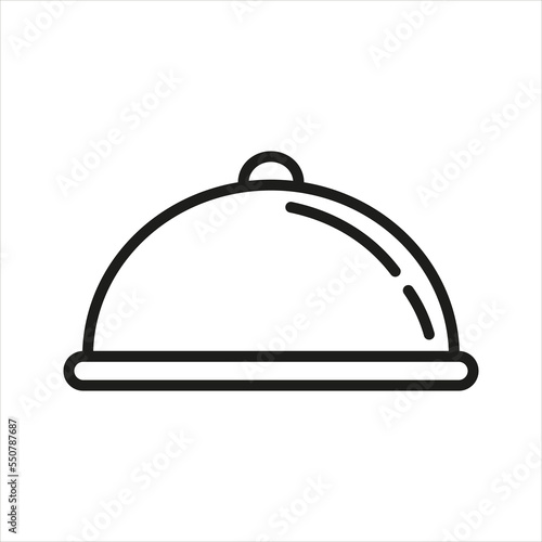 Cloche line icon. Eating out, cafe, bring an order, food, cooking, take away, waiter, service industry, lid, cover, dish, serve, haute cuisine, michelin star. Restaurant concept. Vector line icon